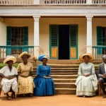 라이베리아 내전의 원인과 결과 - **Pre-War Liberian Society: A Tale of Two Worlds**
A detailed, illustrative image set in early 2...