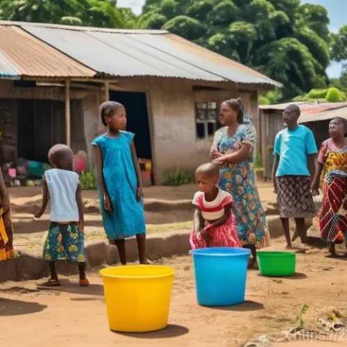 Home 25 라이베리아에서 촬영된 영화 및 다큐멘터리 - **Prompt:** A vibrant and hopeful scene in a Liberian village post-crisis. A diverse group of people...