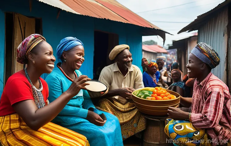 라이베리아에서 촬영된 영화 및 다큐멘터리 - **Prompt:** A vibrant and hopeful scene in a Liberian village post-crisis. A diverse group of people... 라이베리아에서 촬영된 영화 및 다큐멘터리 - **Prompt:** A vibrant and hopeful scene in a Liberian village post-crisis. A diverse group of people...